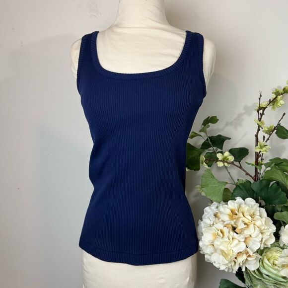 VINTAGE 70s | navy ribbed tank top | Donnkenny | medium - Picture 1 of 10